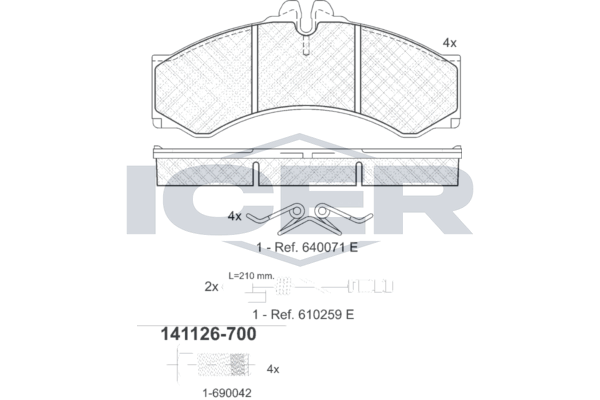 Bremsbelagsatz Vorne Perrot-System FüR Mercedes Sprinter B901 B902 B903 Ab 95->-image