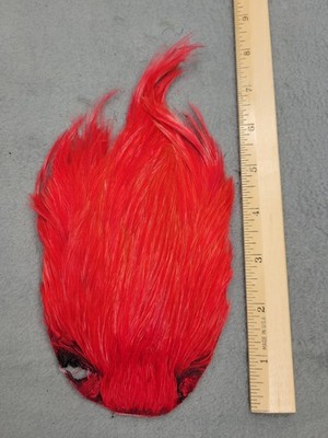 Lot 194,  Grade B,  DYED RED India Rooster Streamer Neck Cape Feathers