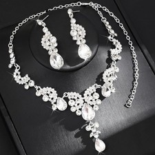 Bridal Necklaces Earrings Rhinestone Jewelry Set Necklace Earrings Set For Women