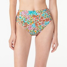 J. Crew Rainbow Blooms Floral High-Cut Waist Bikini Bottoms Size Medium