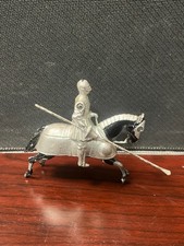 Vintage 2 1/2Inch Lead Figure Knight w/ Lance on Top of Armored Horse 10