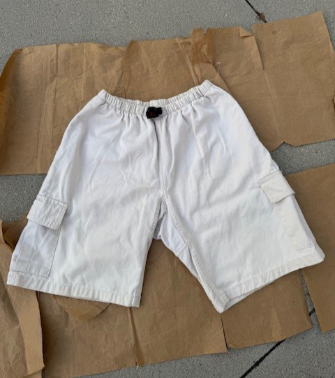 VTG Gramicci Cotton Belted Baggy Cargo Shorts Off White Men's Size M Made in USA