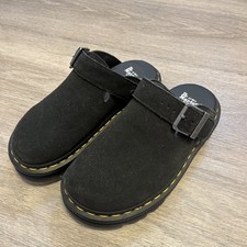 DR MARTENS BLACK SUEDE LEATHER CLOG MULES UK BRAND BEW 
