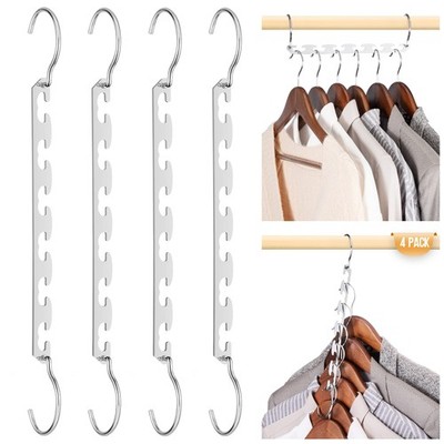 HOUSE DAY Closet Organizers and Storage Space Saving Hangers 4 PACK, Silver 