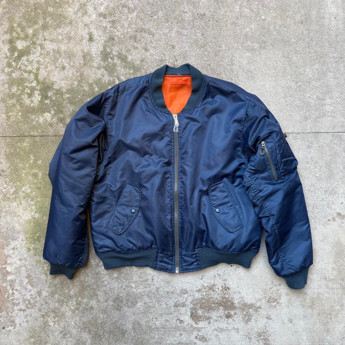 Basketcase Gallery bomber jacket doberman dog Raw College Navy