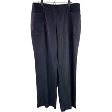 J. Jill 100 Linen Black Trouser Pants Size 16 Wide Leg