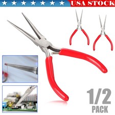 1-2x Long Needle Nose Pliers,Mini Jewelry Plier for Wire Wrapping,Handmade Craft
