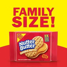 NUTTER BUTTER Double Nutty Peanut Butter Sandwich Cookies, Family Size, 15.27 oz