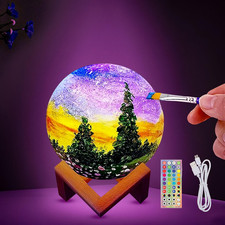 Paint Your Own Moon Lamp Kit, 2025 Updated USB Rechargeable, DIY Arts Supplies a