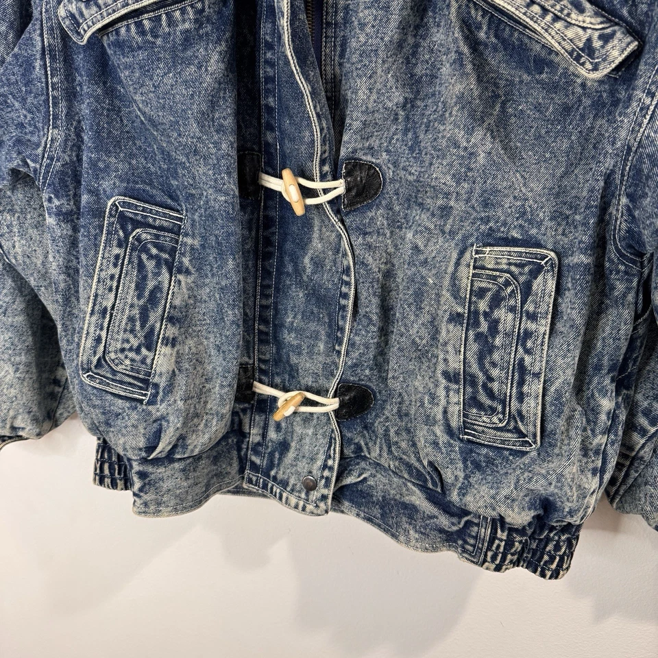 Chaqueta Jean Gitano Vintage Años 80 L Denim Lavado Ácido Cremallera Palanca Azul Algodón Bombardero Foto 2 de 4