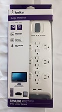    12-Outlet Surge Protector Power Strip w/ USB Charging Ports   Brand New   