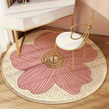 120*120cm Floral Soft Velvet Area Mat - Durable, Non-Slip, Machine Washable, Rou