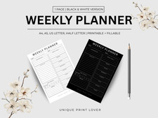 Weekly Planner Template for Personal Growth 5 Sizes Included PDF