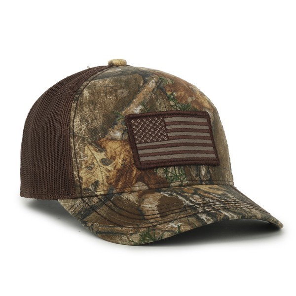 Realtree Patriotic Structured Baseball Hat, American Flag Patch, OSFM, Camo