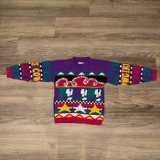 VTG 80s Hot Cashews Kids Made in USA Cowgirl Sweater Multicolor Size 6-7