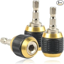 3 Pcs Self-locking Drill Bit Holder 50mm, 1/4 Inch Hex Shank Extension Rod Screw