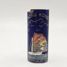 Cloisonné Lighter Cover Ship Rainbow Sail Brass Enamel Case Loose Read Des