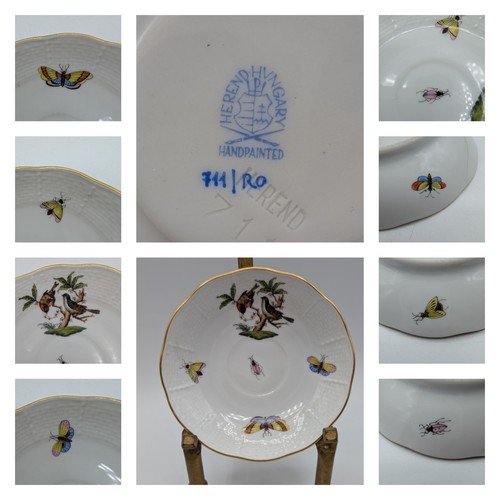Espresso Demitasse Saucer-ONLY Herend 711 Rothschild Bird Butterfly Hungary - Picture 2 of 16