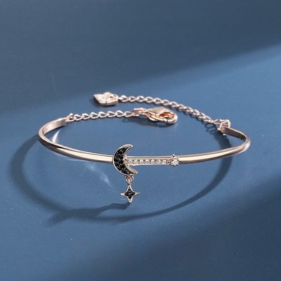 Sun Moon & Stars Crystal Bracelet Swarovski Elements - Galaxy Theme Charm Bangle