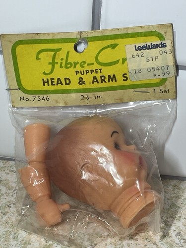 Vintage Neu 1970er Faserhandwerk Puppe Puppe Kopf und Arm Set-Taiwan Nr. 7546 - Bild 2 von 7