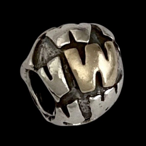 PANDORA 14K Yellow Gold & Sterling Silver Oxidized INTIAL “W” Slide Charm