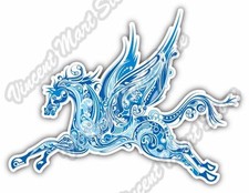 Pegasus Winged Horse Blue Color Abstract Car Bumper Vinyl Sticker Decal 5"X4"