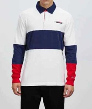 NWT Men's Tommy Hilfiger Long-Sleeve Rugby Polo Shirt Multi XS - XL