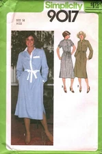 9017 VINTAGE Simplicity SEWING Pattern Misses Top Stitched Dress Shirtdress OOP