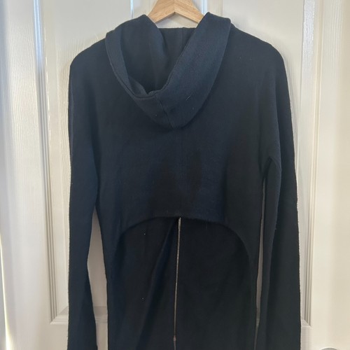 Thakoon Women's Hoodie Black Italian Wool Knit Full Zip Crop Back SZ4/S - Picture 3 of 8