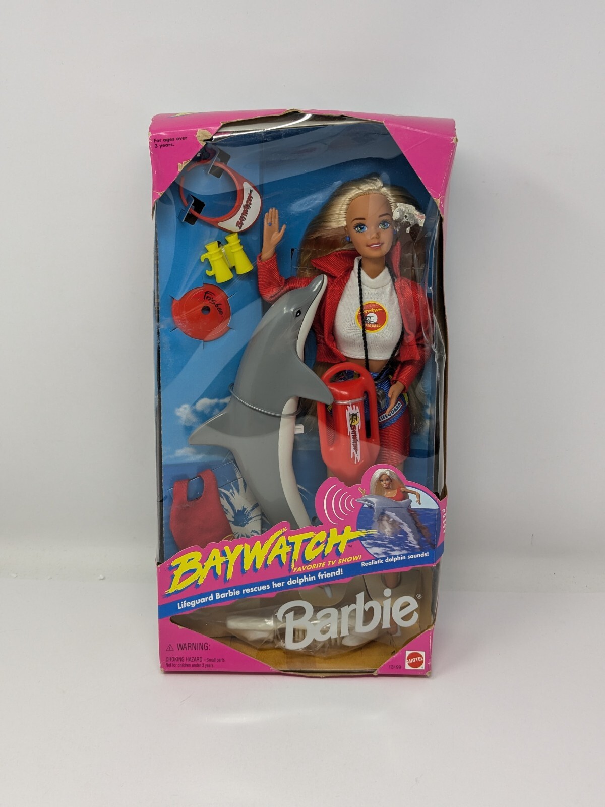 1994 Baywatch Lifeguard Barbie Doll W/ Dolphin Friend #13199 *Damaged Box*