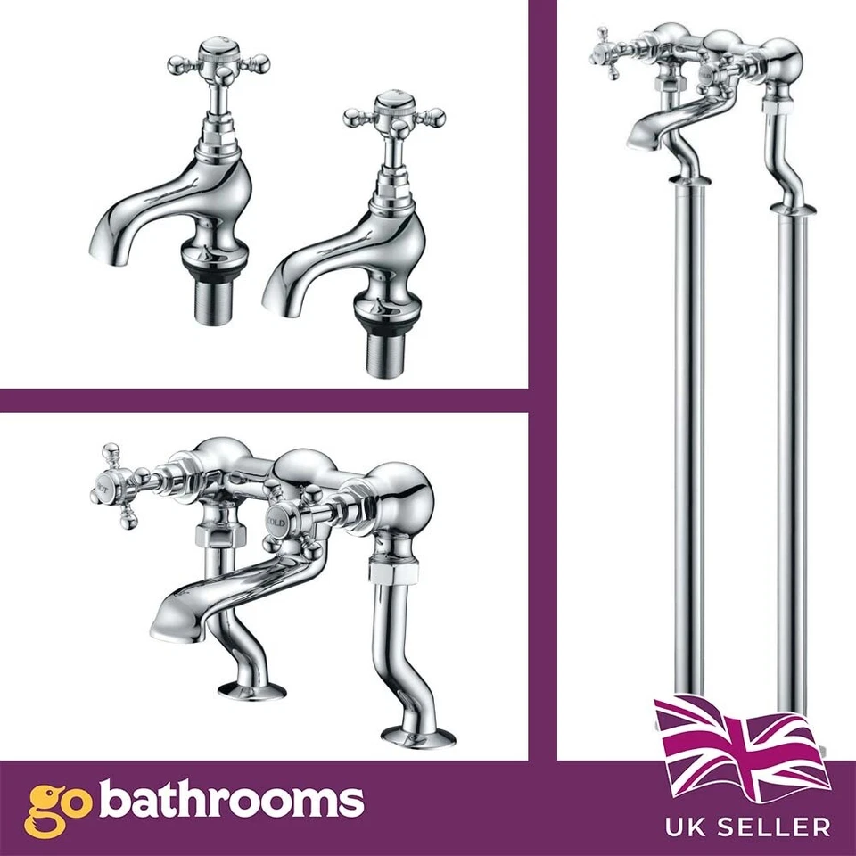 GO BATHROOMS Hampton Classic Tap Collection Chrome Traditional Bathroom - Solid Brass