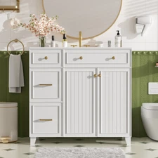 36" Bathroom Vanity w/Sink,Freestanding Vanity Storage Cabinet,2 Drawers,2 Doors