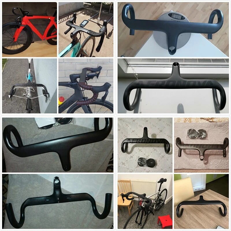 Guidon intégré en fibre de carbone pour vélo de route