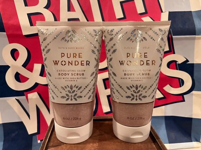Bath & Body Works PURE WONDER Exfoliating Glow Body Scrub Set of 2 NEW