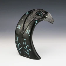 NATIVE AMERICAN ZUNI WATER BUFFALO HORN CORN MAIDEN FETISH BY TODD WESTIKA