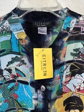 NWT CITRON Santa Monica PLUS Multi Art To Wear Asian Inspired Tunic Blouse 0X