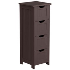Bathroom Floor Cabinet with 4 Drawers Space Saver Living Room Bathroom Brown