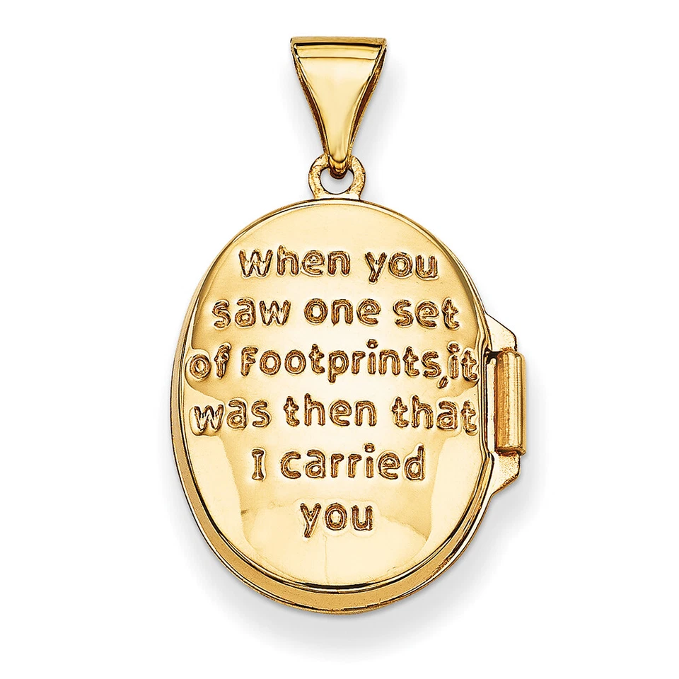 14k Yellow Gold & Rhodium Footprints Locket XL300 - Image 4 of 4