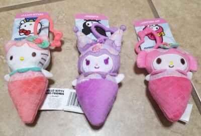 Sanrio Hello Kitty, Kuromi, My Melody Ice Cream Plush Keychain 3pc