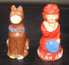 Vintage " Little ORPHAN ANNIE AND SANDY, SALT & PEPPER SHAKERS Chalk Chalkware — photo 1