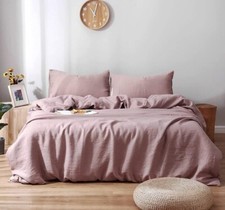 Luxury French linen Duvet Cover , Soft, Breathable  Lightweight Bedding Set