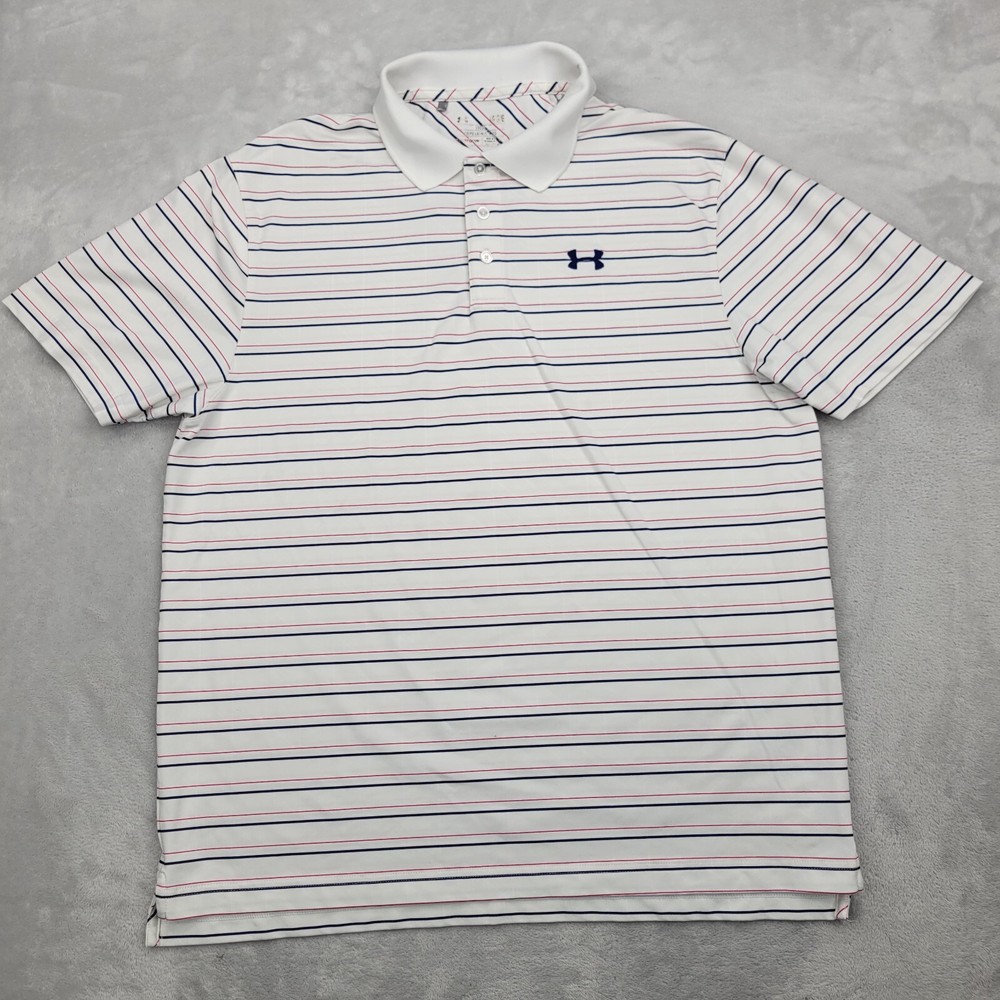 Under Armour Shirt Men Large Golf Polo Performance Loose Heatgear Cool Dry Caddy