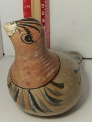 Vintage Tonala Bird  Mexican Folk Art Clay Pottery Quail Bohemian Mexico