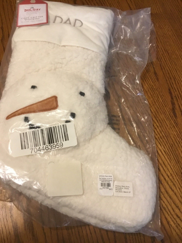 Pottery Barn Kids Cozy Critter Christmas stocking, ivory Sherpa snowman ⛄️ DAD