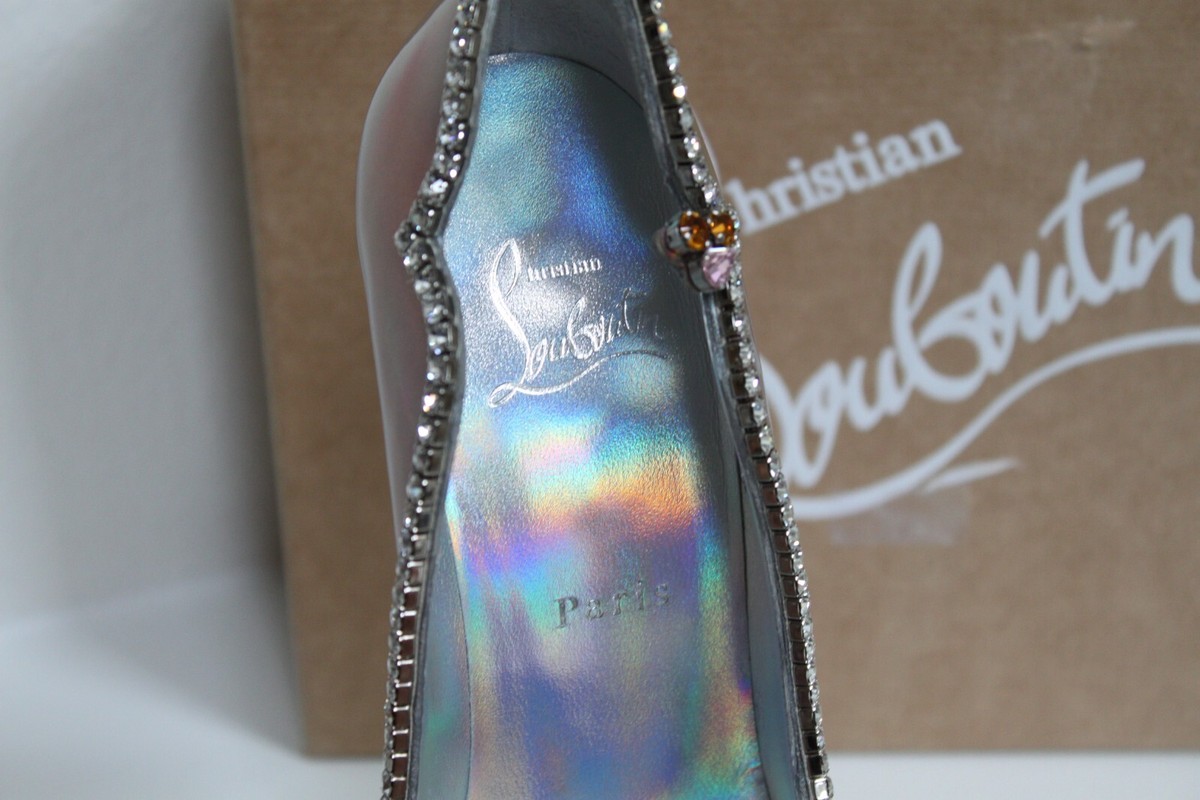 sz 7 / 37.5 Christian Louboutin Chick Queen Iridescent Jewel Red