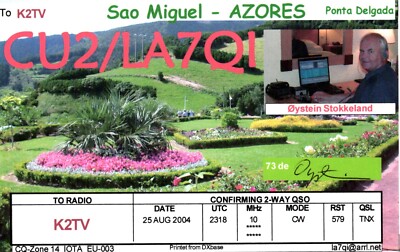 Sao Miguel Azores Islands CU2/LA7QI QSL Radio Postcard