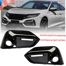 Front Fog Light Cover LH+RH For Honda Civic 2017-2021 5 Door Hatchback