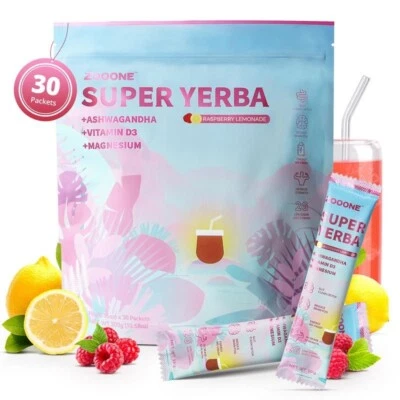 ZOOONE Super Yerba / Yerba Mate Instant Drink Powder/ RASPBERRY LEMONADE Flavor