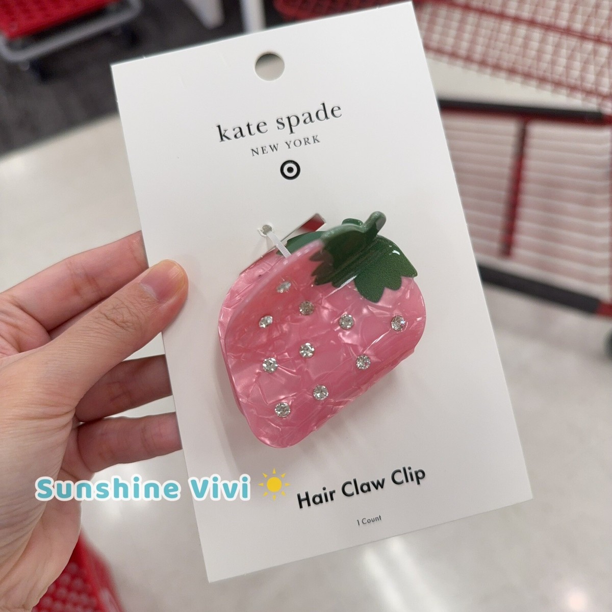 NWT Strawberry Hair Claw Clip kate spade new york x Target Pink