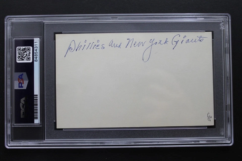 Russ Wrightstone (d1969) PHILLIES Signed 3x5 Index Card Certified Autograph PSA - Image 2 of 3